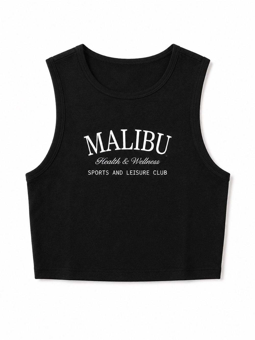 Bluenotes Malibu Graphic Cropped Tank Top Black Size S Streetwear
